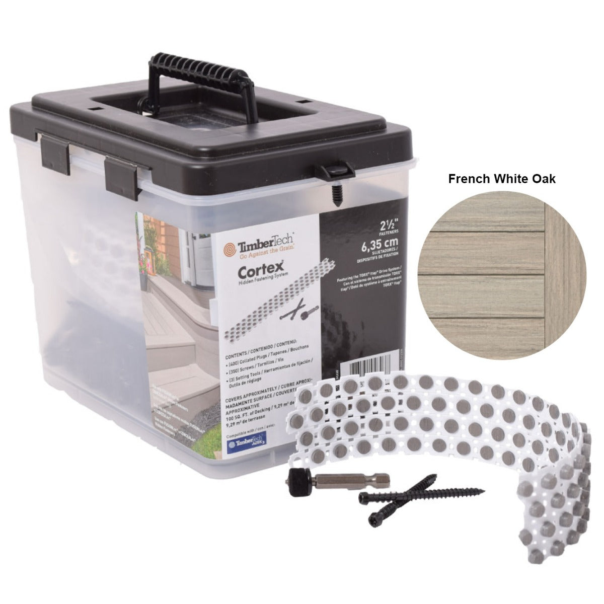 Carbon screws + Cortex plugs 350S/400P (100 sq.ft) - FRENCH WHITE OAK
