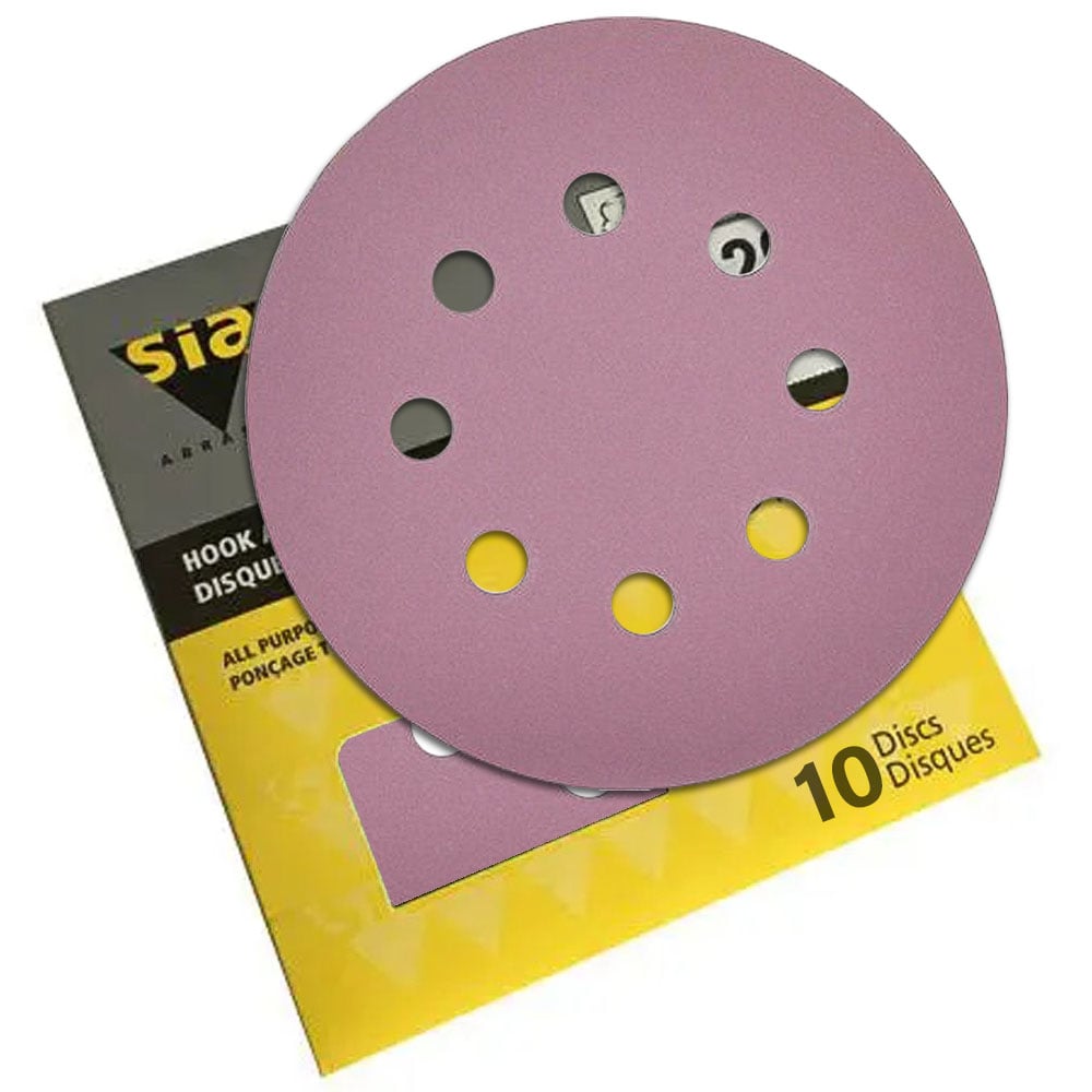 SIASPEED 1950 Hook-and-Loop Sanding Discs 5" - 10/box - Grits 60 to 400 