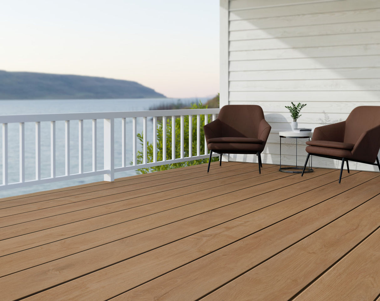 Planche de terrasse rainurée en PVC 1"x6" (0,826"x5,7") Eva-Last Pioneer - Barrel Oak