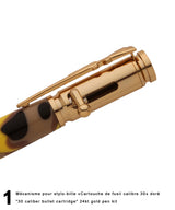 Stylos-bille style «30 Caliber bullet cartridge» - Mécanisme «Bolt Action»