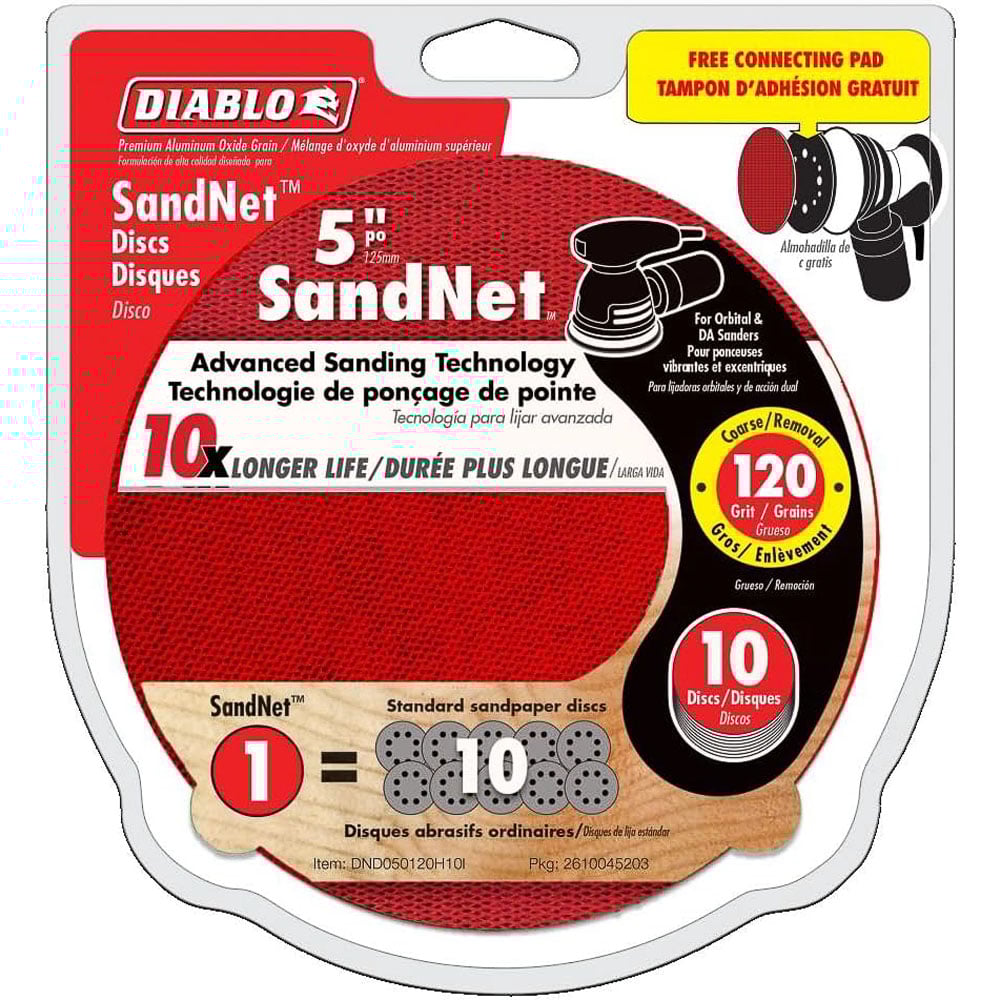 Disque 5" avec tampon de connexion SandNet (10/pqt) - Diablo - Grains 60 à 400